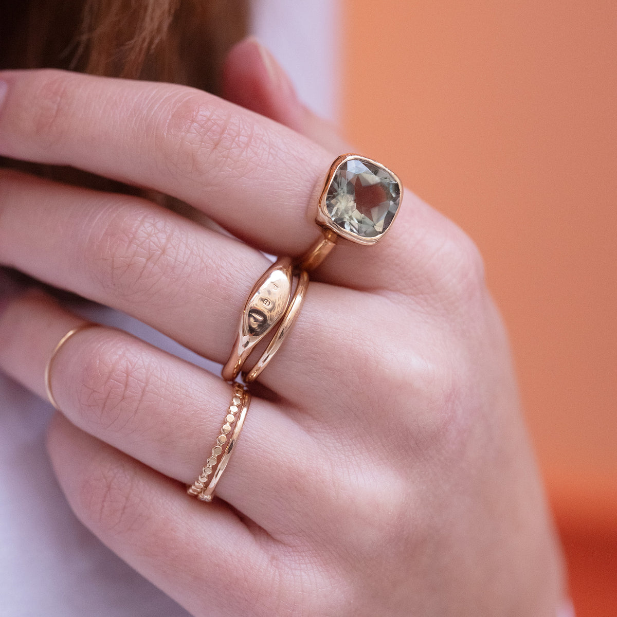 chunky gold ring with text