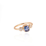 gold ring with blue sapphire and diamonds