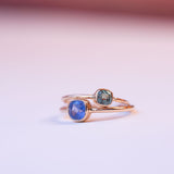 delicate sapphire rings , green and blue