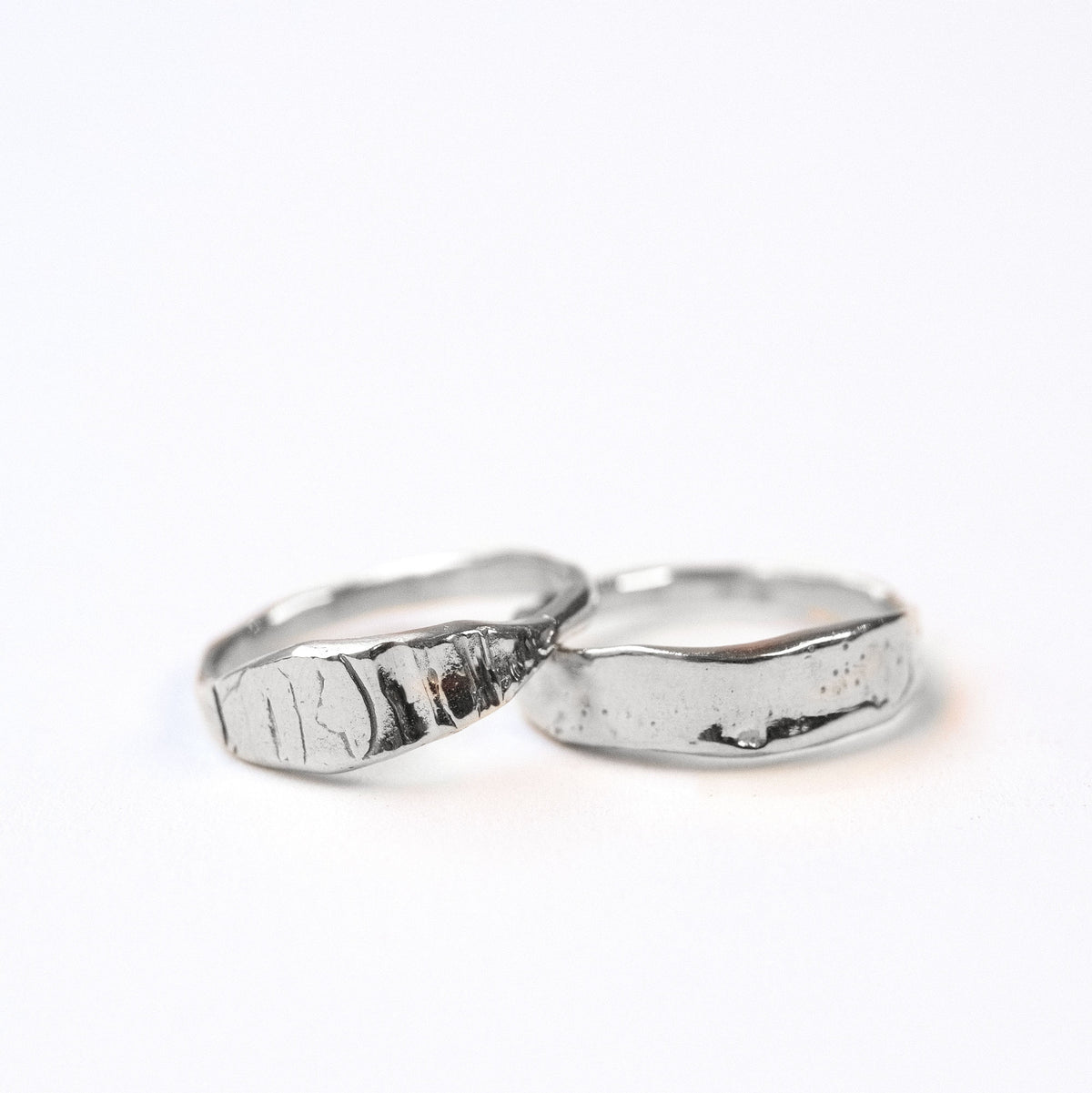 Silver Traces + Craters Ring Stack