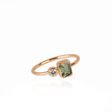 Double Bonbons - Diamond + Green rectangular Sapphire