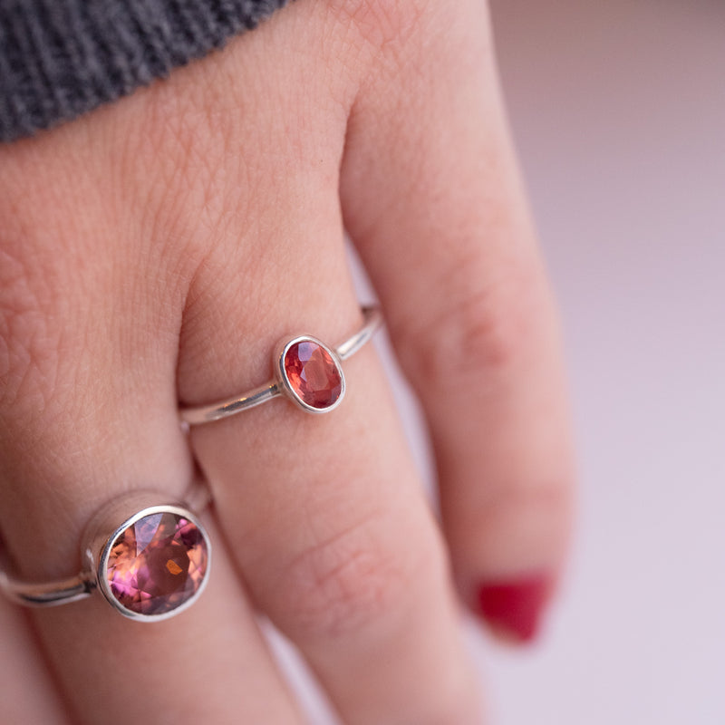 silver rings with red stones