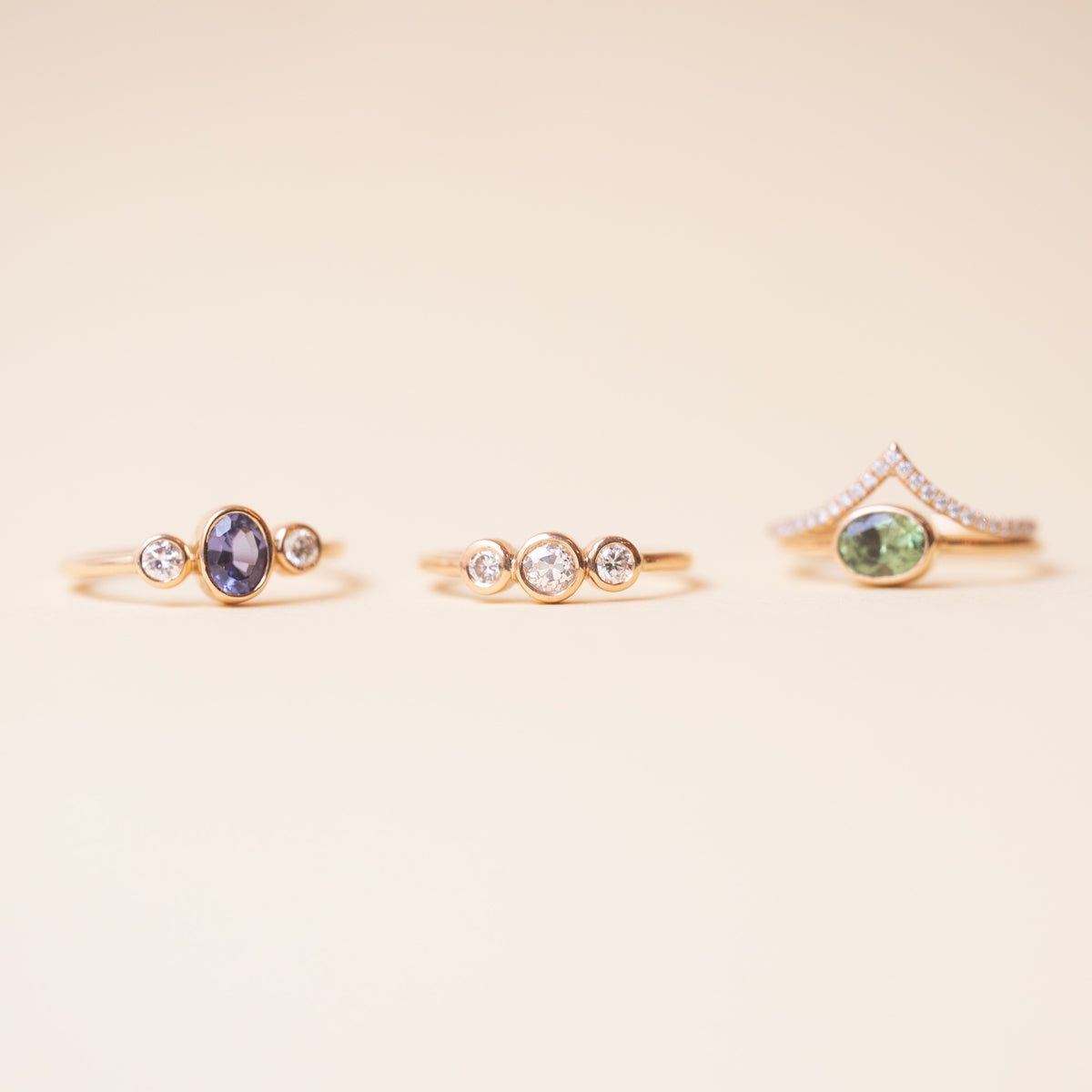 Les Triplés - Recycled 0.20ct Diamond + Diamonds