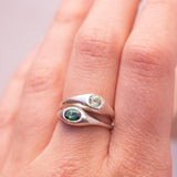Silver Bold Bonbons - Green sapphire