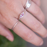 Silver Chunky Eye - Bright Pink Sapphire