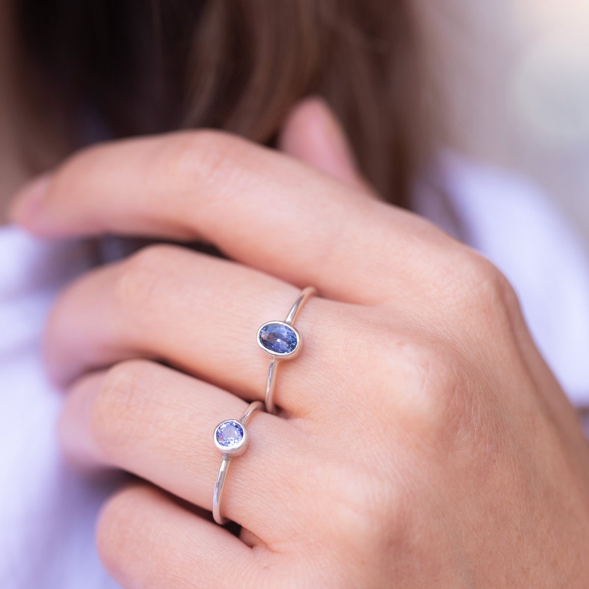 Silver Bonbons - Dark blue sapphire