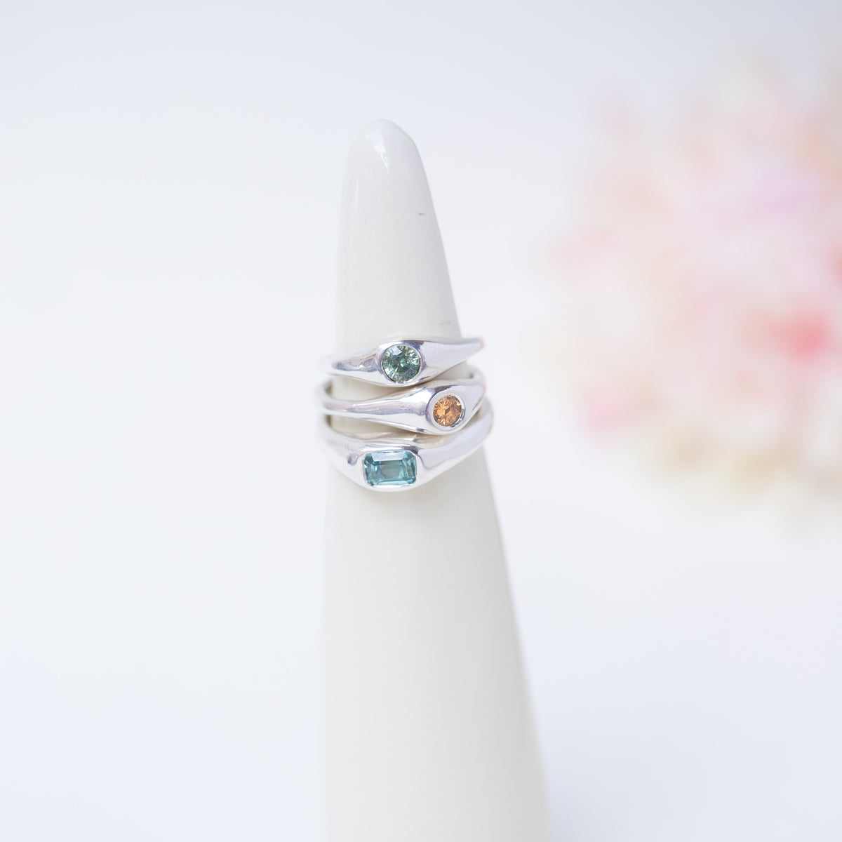 Silver Bold Bonbons - Orange-yellow-ish Sapphire