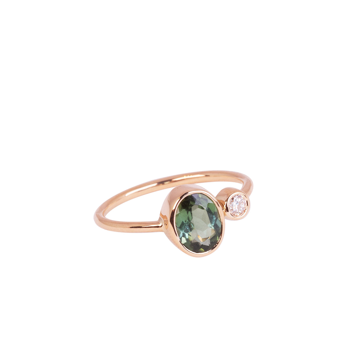 Double Bonbons - Diamond + Moss green Tourmaline