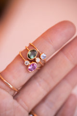 Double Bonbons - Diamond + hot pink sapphire