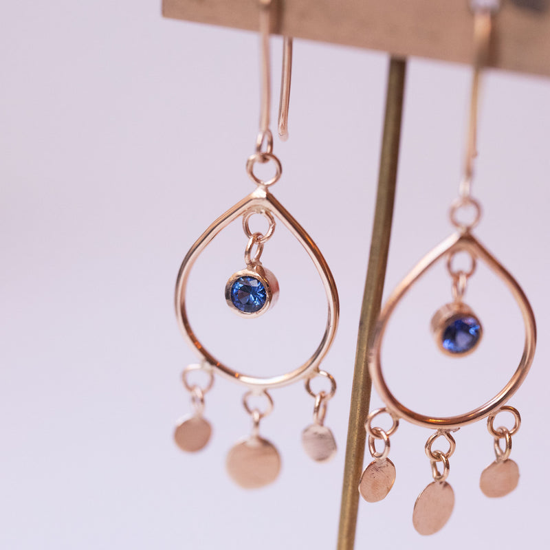 Golden Viola Gem Earrings