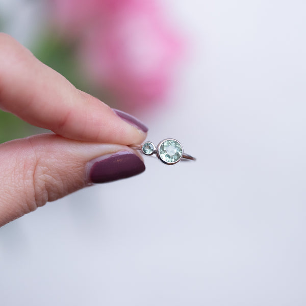 Circled Double Bonbons - Light Green Tourmaline + Sapphire