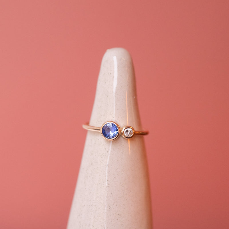 Double Bonbons - Diamond + Cornflower Blue Sapphire