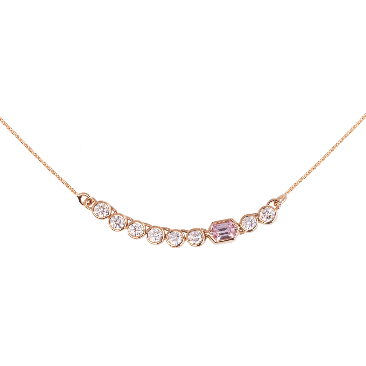 Josefin necklace - Pink hexagon sapphire