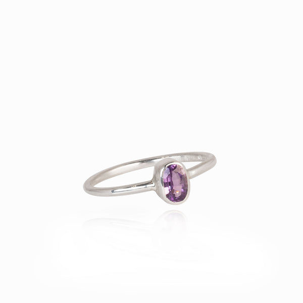 silver ring with purple stone