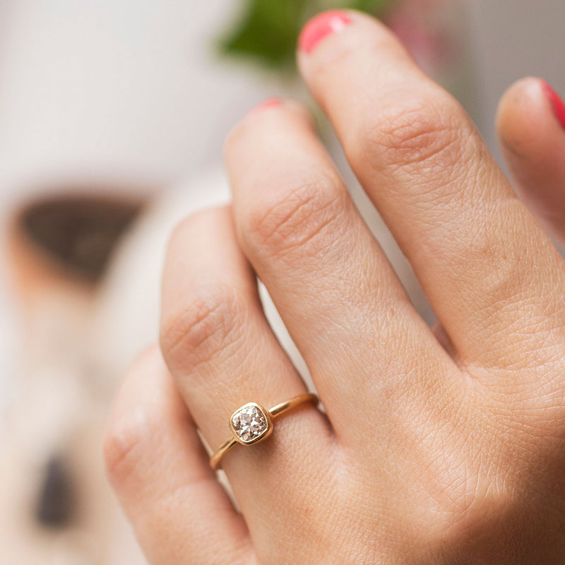 engagement ring with big cushion diamond