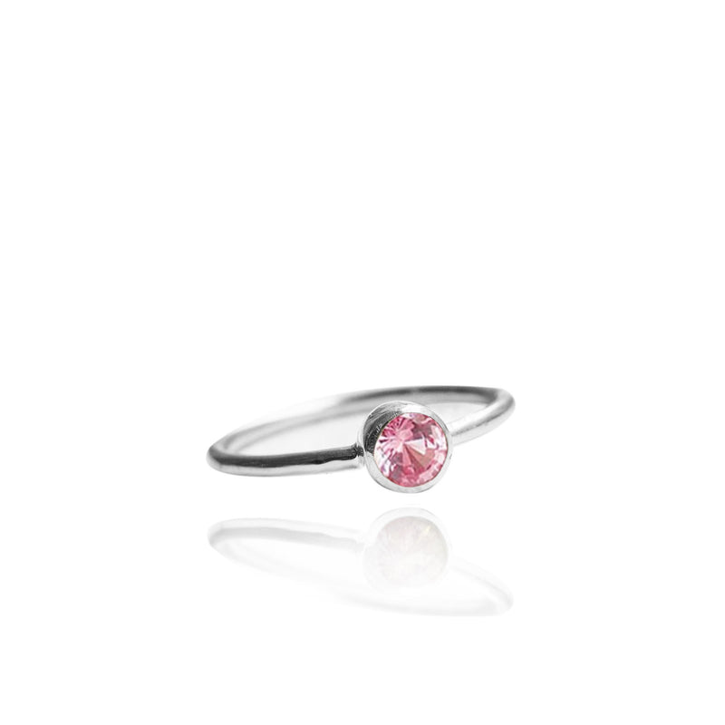 silver ring with pink sapphire