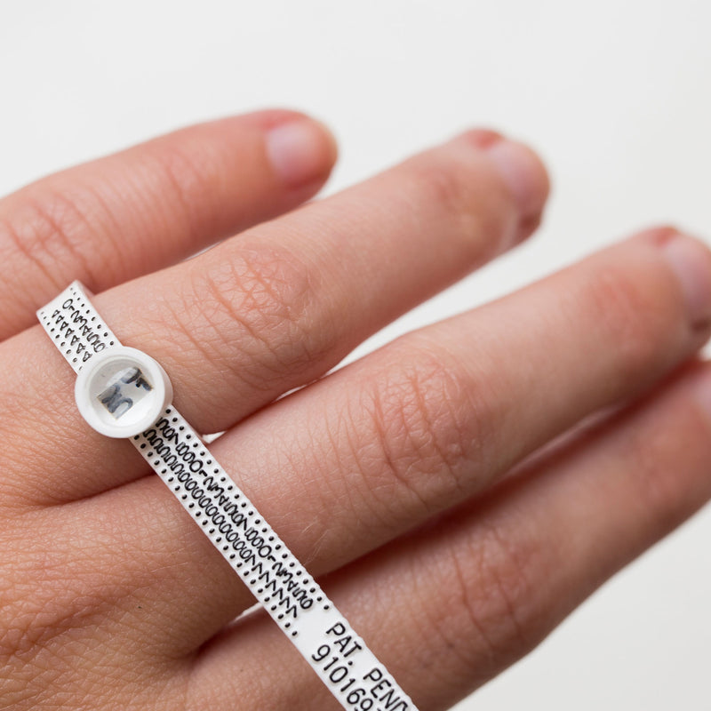 ring sizer on finger, find out the correct ring size